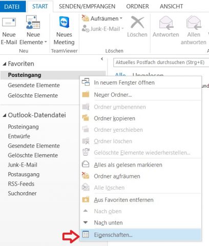 Posteingang Eigenschaften