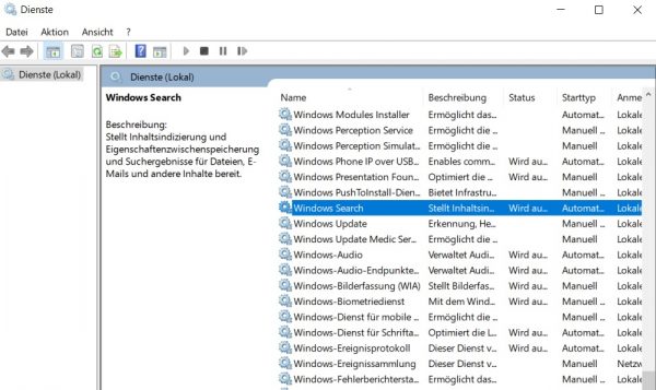 Windows Search Dienste