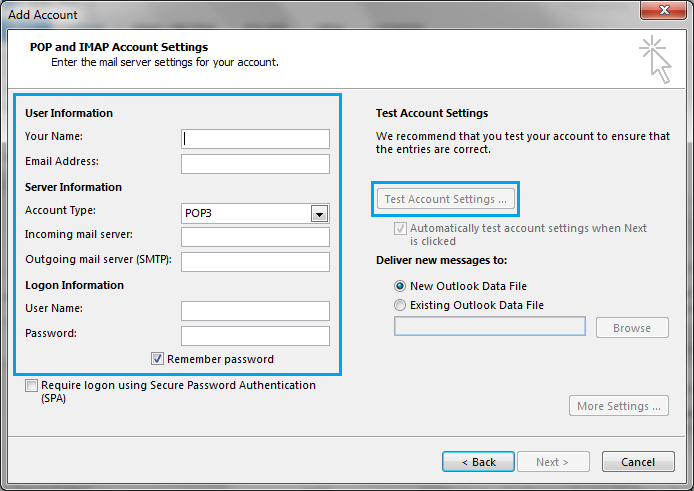 How to add an email account in Outlook Lookeen