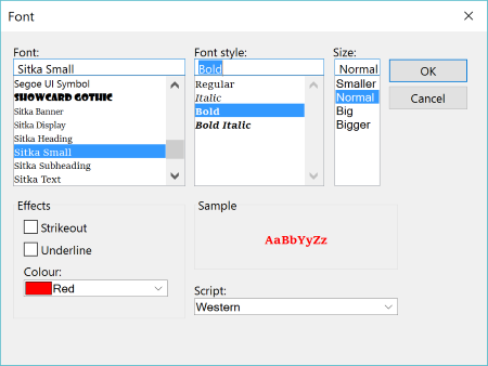 Conditional formatting font options Outlook 2013