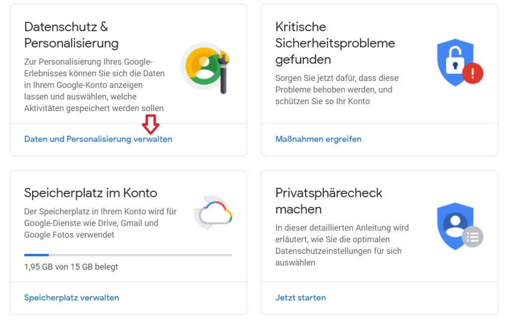 Google Datenschutz und Personalisierung