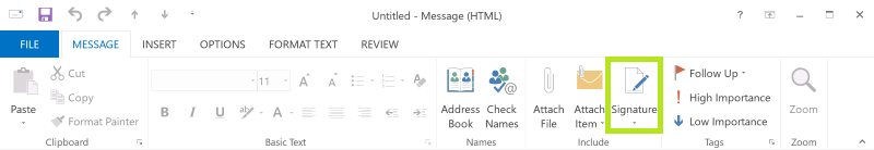 Add a new email signature in Outlook