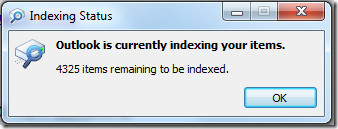 Outlook 2007 Indexing Status