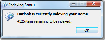 outlook 2007 indexing not working windows 7