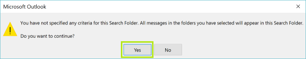 Outlook Search Folder Error
