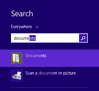 Search in windows 8 start screen