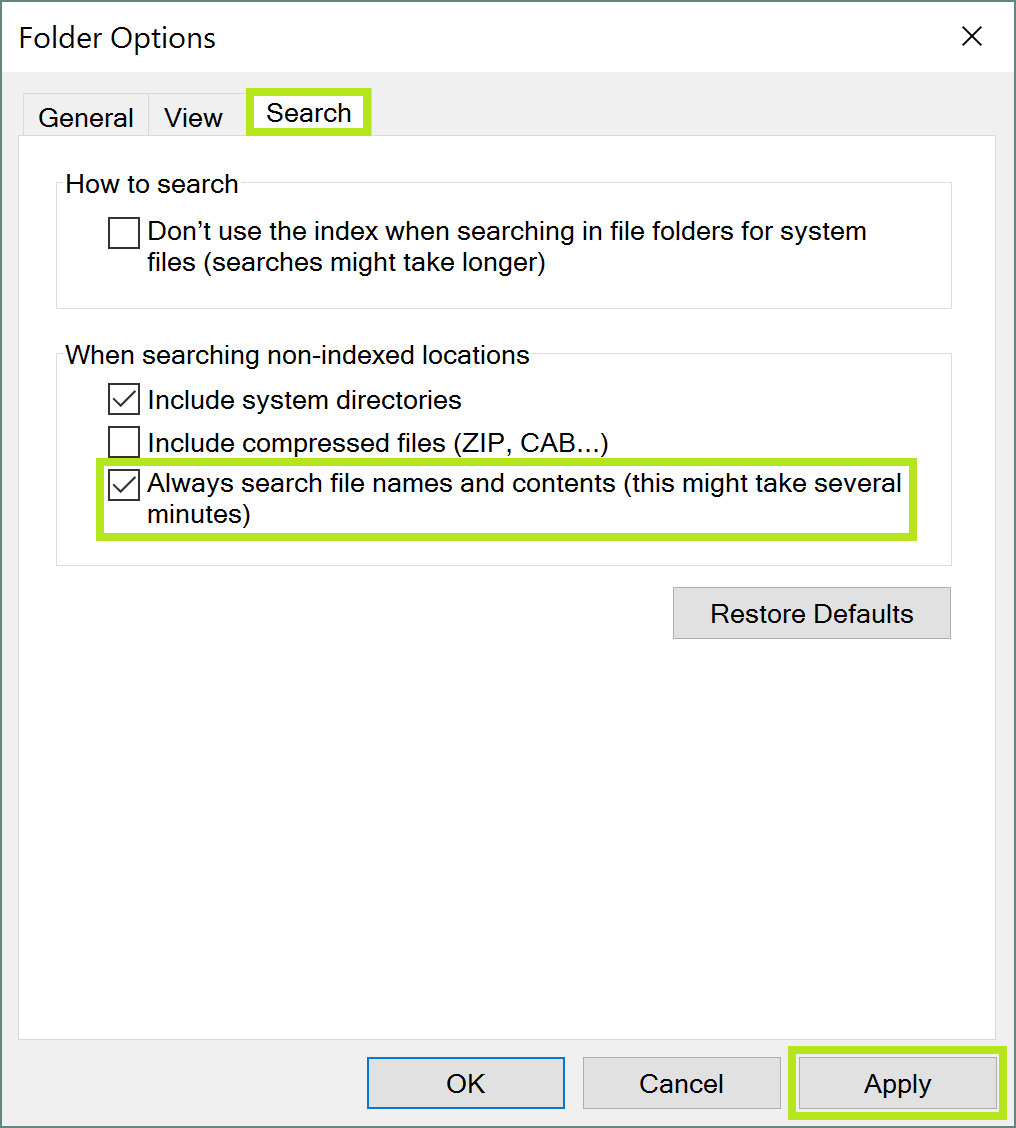 search files for text string windows 7