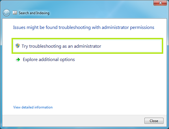 windows 7 troubleshooting as an administrator