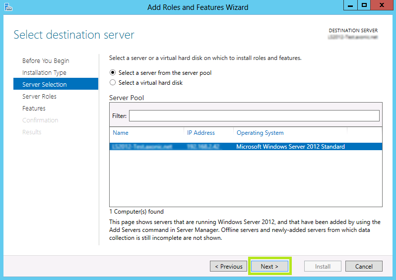 windows server select