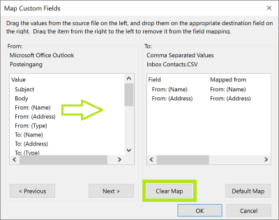 how to export contacts from outlook to field