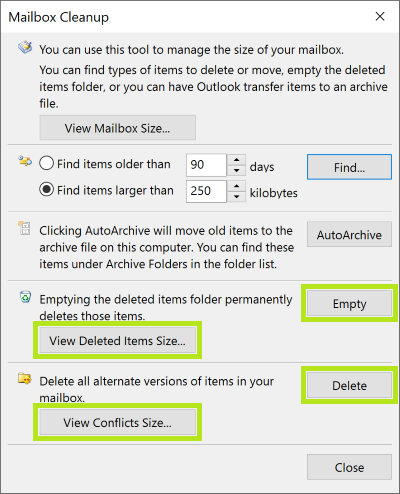 view conflicts and deleted items
