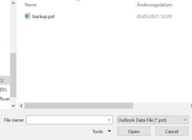 outlook personal folders backup 2010