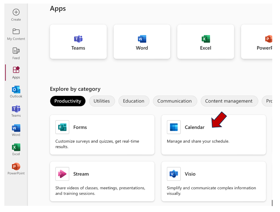 office.com apps section